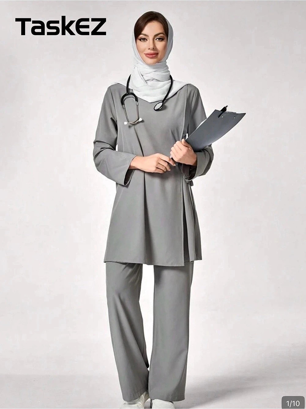 TaskeZ Gray Medical Scrub Set